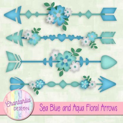 Free sea blue and aqua floral arrows