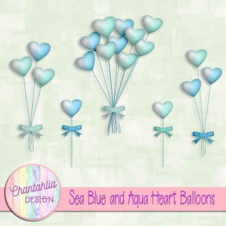 Free sea blue and aqua heart balloons