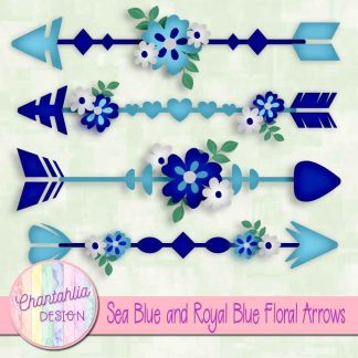 Free sea blue and royal blue floral arrows