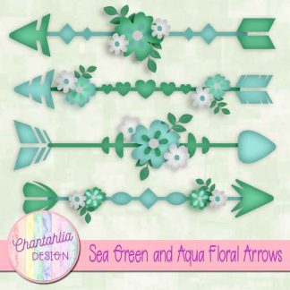 Free sea green and aqua floral arrows