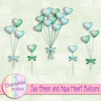 Free sea green and aqua heart balloons