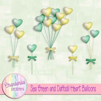 Free sea green and daffodil heart balloons