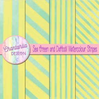 Free sea green and daffodil watercolour stripes digital papers