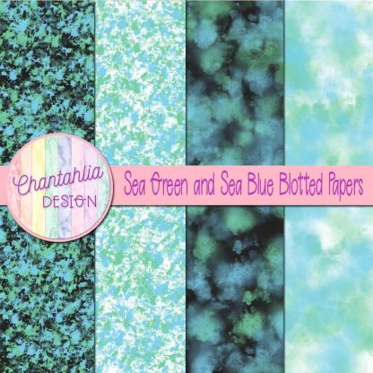 Free sea green and sea blue blotted papers