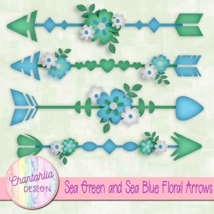 Free sea green and sea blue floral arrows