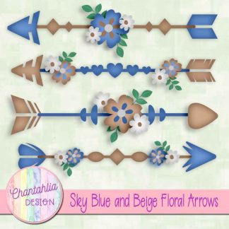 Free sky blue and beige floral arrows