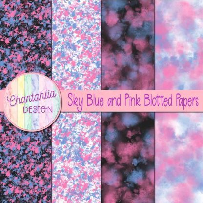 Free sky blue and pink blotted papers
