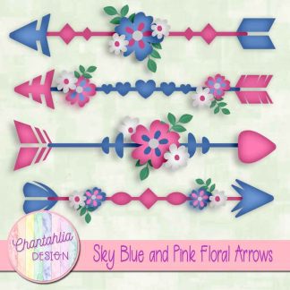 Free sky blue and pink floral arrows