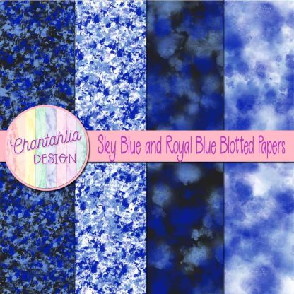 Free sky blue and royal blue blotted papers