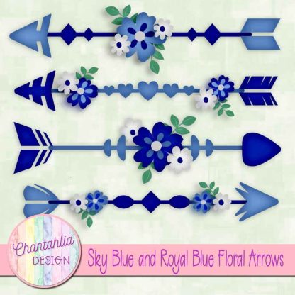 Free sky blue and royal blue floral arrows