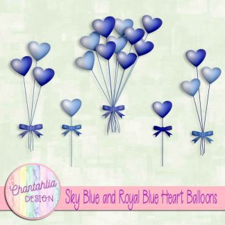 Free sky blue and royal blue heart balloons