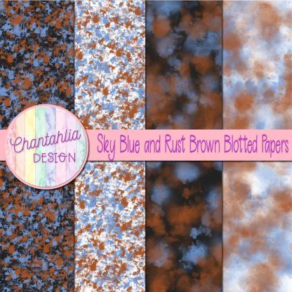 Free sky blue and rust brown blotted papers