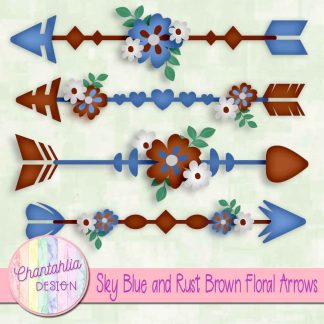 Free sky blue and rust brown floral arrows