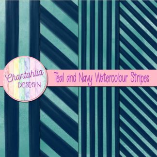 Free teal and navy watercolour stripes digital papers