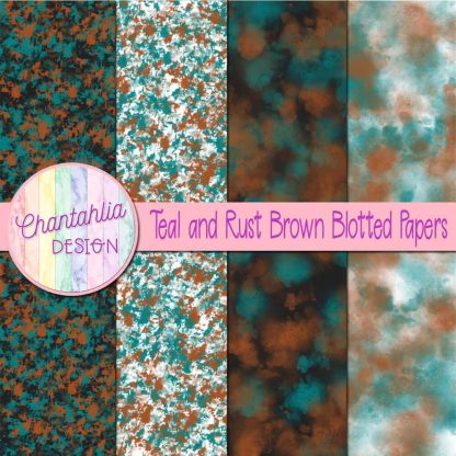 Free teal and rust brown blotted papers