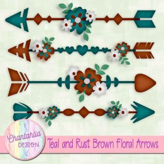 Free teal and rust brown floral arrows