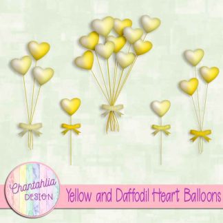 Free yellow and daffodil heart balloons