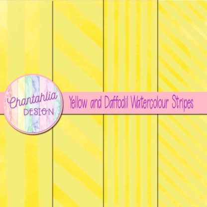 Free yellow and daffodil watercolour stripes digital papers