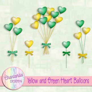 Free yellow and green heart balloons