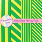 Free Yellow and Green Digital Papers with Watercolour Stripes