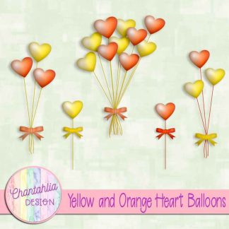 Free yellow and orange heart balloons