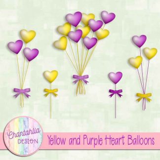 Free yellow and purple heart balloons