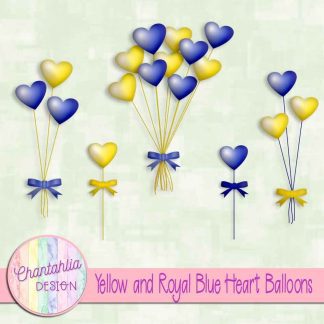 Free yellow and royal blue heart balloons
