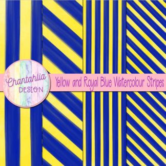 Free yellow and royal blue watercolour stripes digital papers