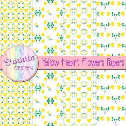 Free yellow heart flowers digital papers