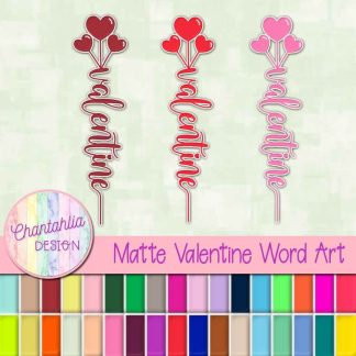 free valentine word art in a matte style