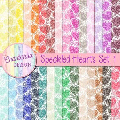 free digital paper backgrounds featuring a speckled hearts design