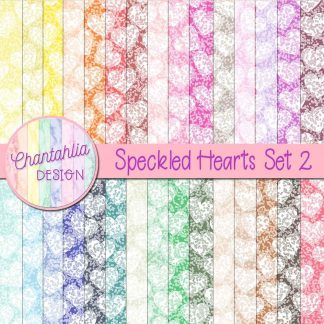 Free digital paper backgrounds featuring a speckled hearts design