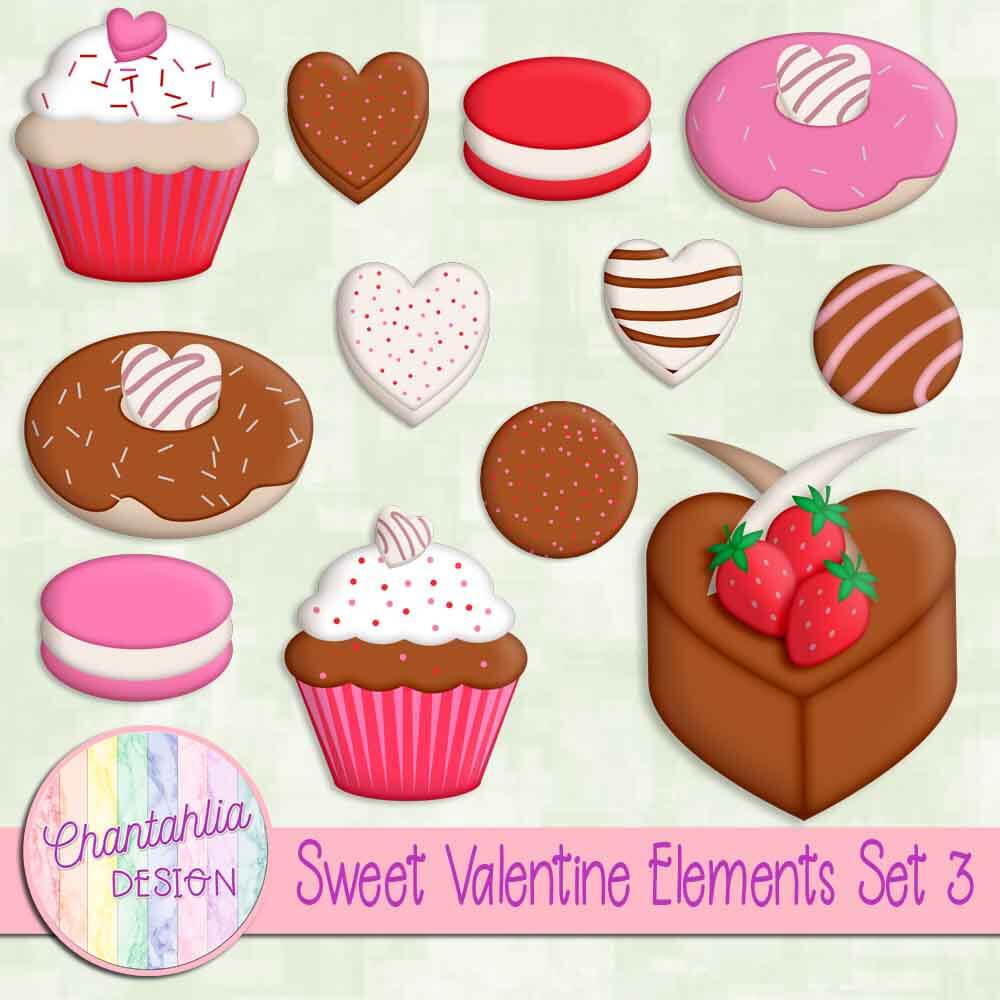Free design elements in a Sweet Valentine theme