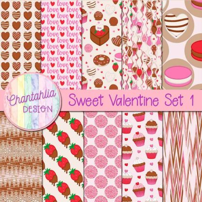 Free digital papers in a Sweet Valentine theme
