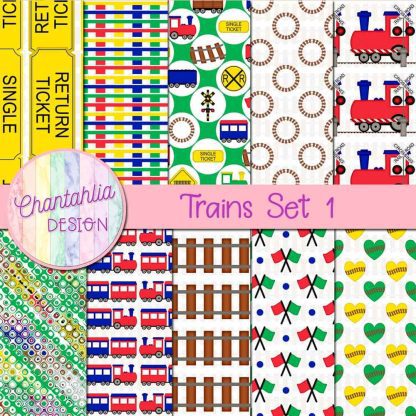 Free digital papers in a Trains theme