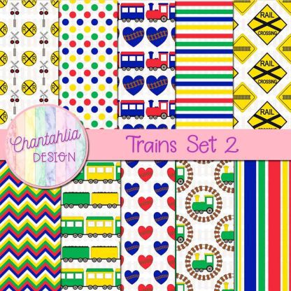 Free digital papers in a Trains theme