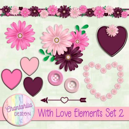 Free design elements in a With Love theme.