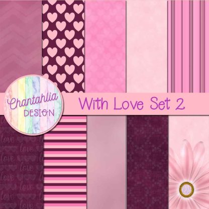 Free digital papers in a With Love theme