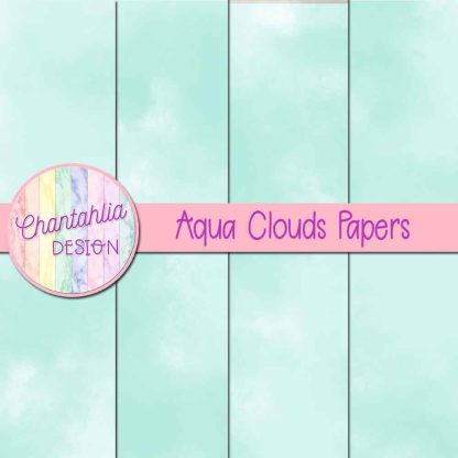 Free aqua clouds digital papers