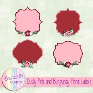 Free dusty pink and burgundy floral labels