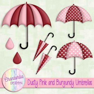 Free dusty pink and burgundy umbrellas design elements