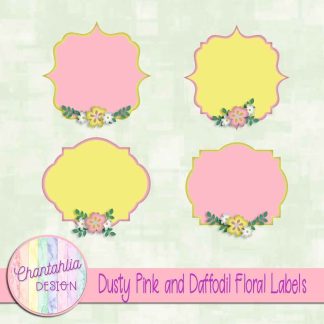 Free dusty pink and daffodil floral labels