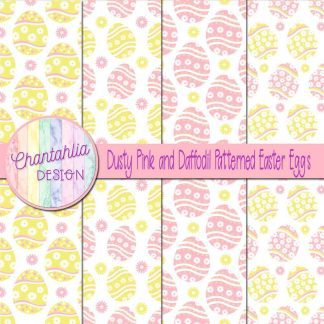 Free dusty pink and daffodil patterned easter eggs digital papers