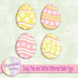 Free dusty pink and daffodil patterned easter eggs elements