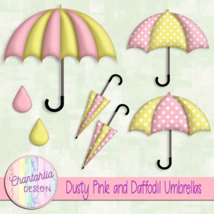 Free dusty pink and daffodil umbrellas design elements