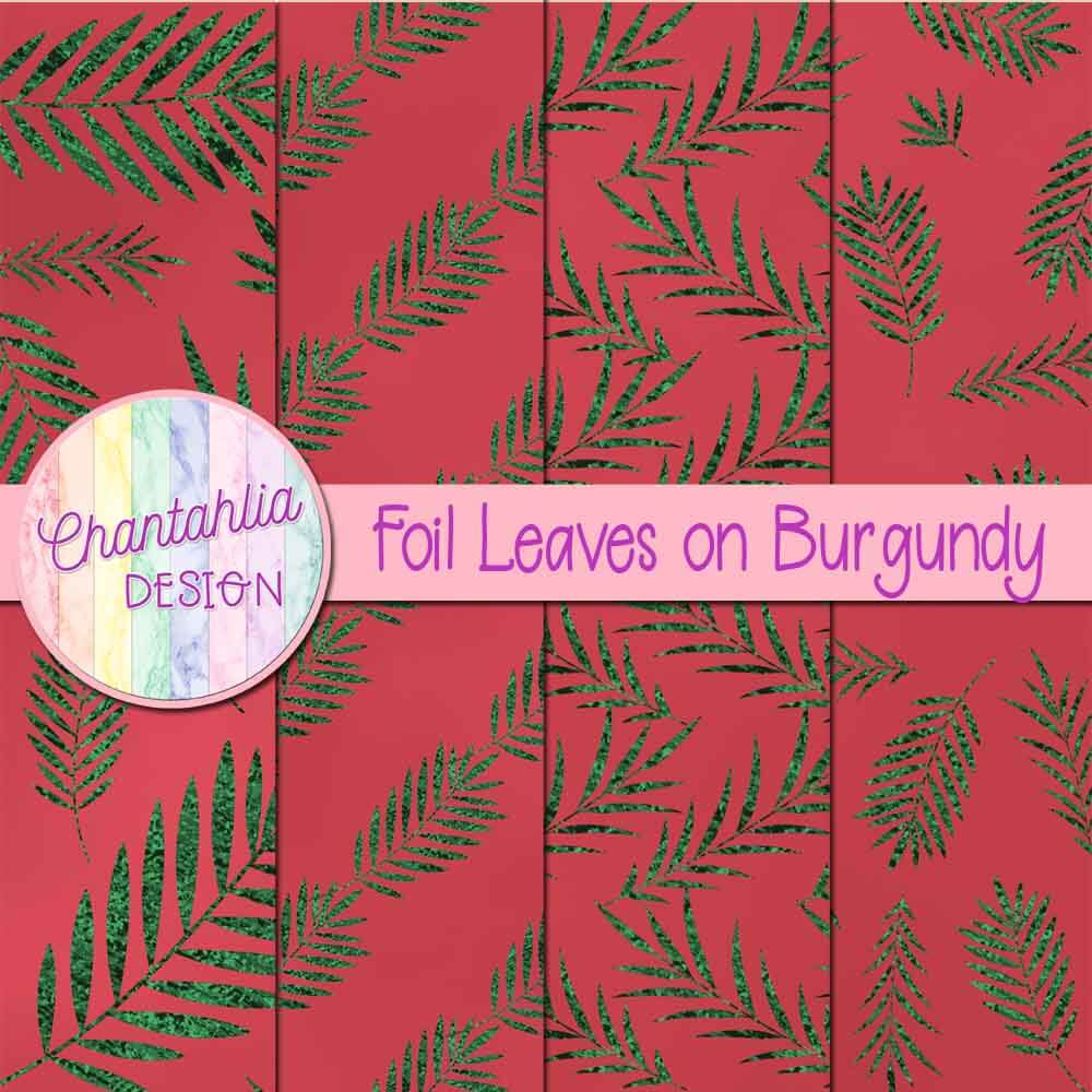 free-digital-papers-featuring-burgundy-paper-with-foil-leaves-designs