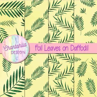 Free foil leaves on daffodil digital papers