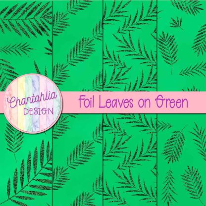 Free foil leaves on green digital papers