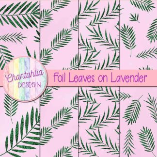 Free foil leaves on lavender digital papers