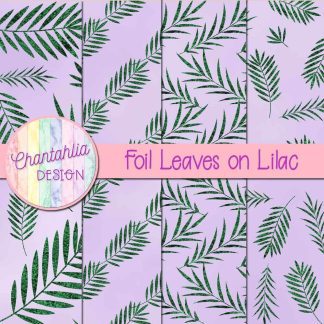 Free foil leaves on lilac digital papers